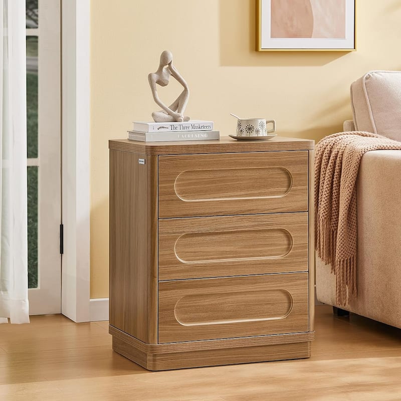 Bedroom Nightstand 3 Drawers 21.7''Wx15.8''Large Night Stand - Oak