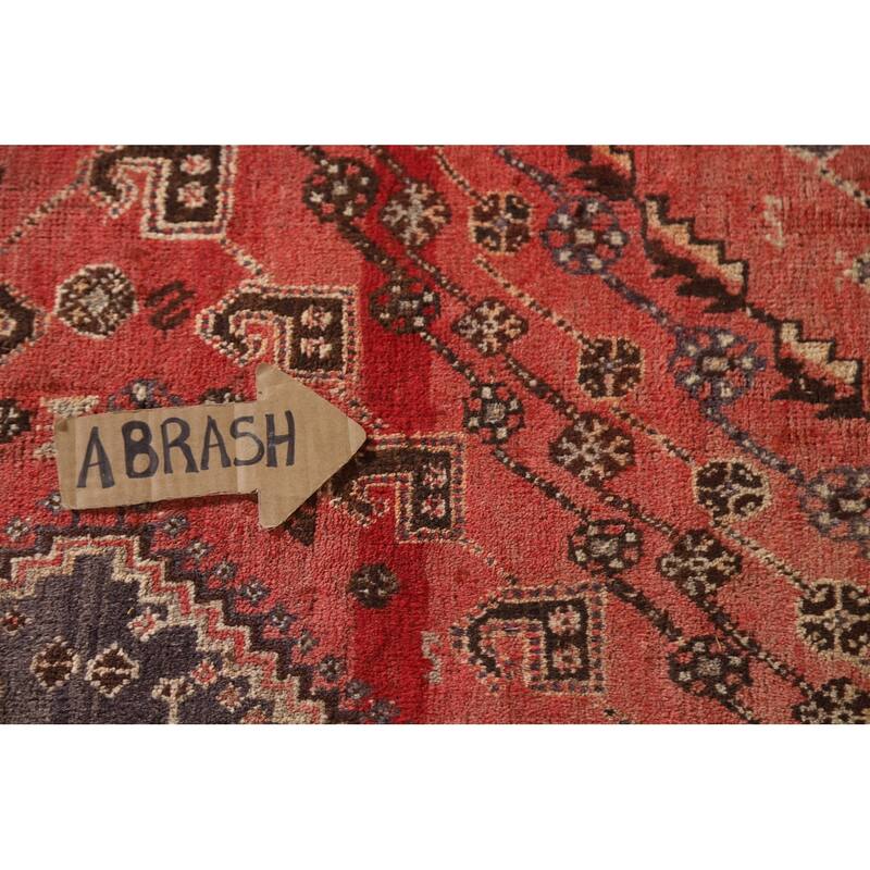 Red Qashqai Persian Antique Area Rug Handmade Wool Carpet - 5'1"x 8'2"