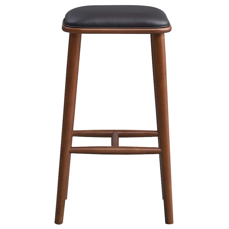 GDFStudio - Jason Mid-Century Modern 30" Bar Stool with Solid Wood Frame, Faux Leather Upholstery and Backless Design
