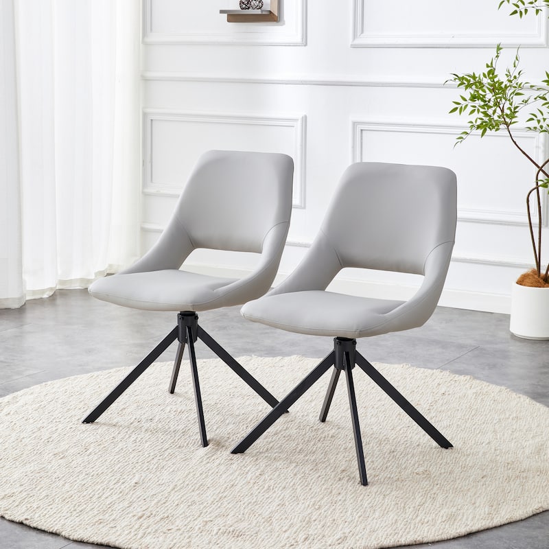 Comfortable Swivel Dining Chairs Set of 2, Metal Kitchen Chairs with GoldMesh Scratch-Resistant Leather and High Back