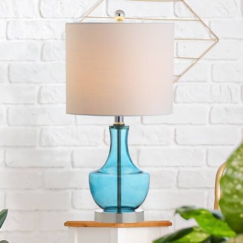 Colette 20" Mini Glass LED Table Lamp, Silver by JONATHAN Y