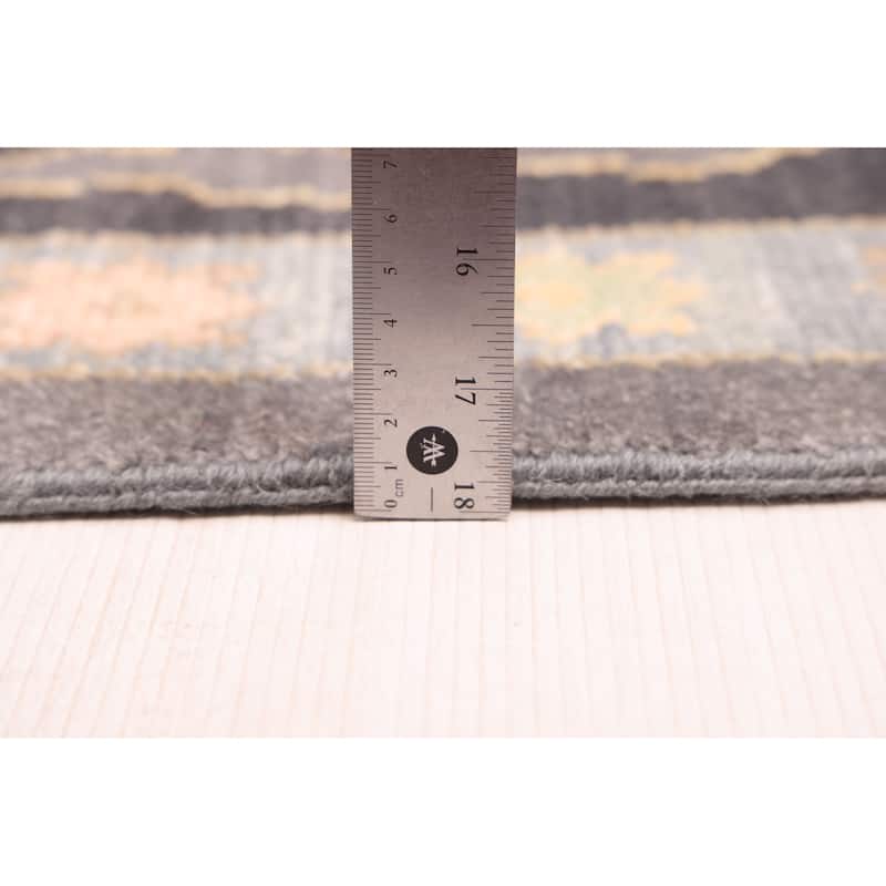 ECARPETGALLERY Hand-knotted Modern Oushak Dark Grey Wool Rug - 10'1 x 14'1