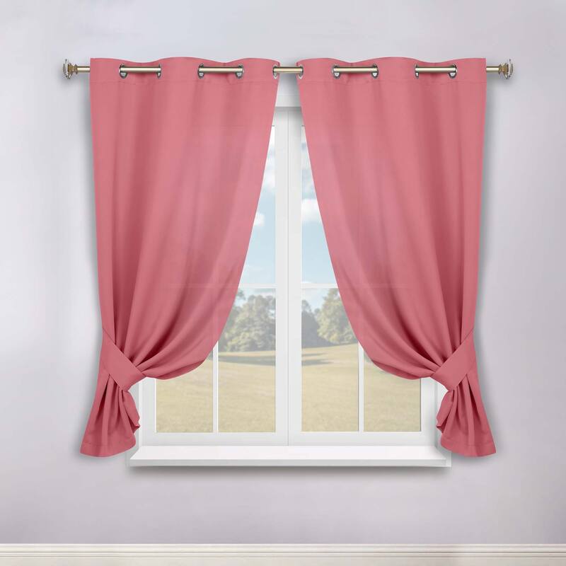 Superior Solid Machine Washable Room Darkening Grommet Blackout Curtains, Set of 2