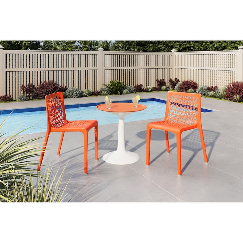 Sprout Table and Milan Chairs 3-Piece Outdoor Lounge Set - Orange
