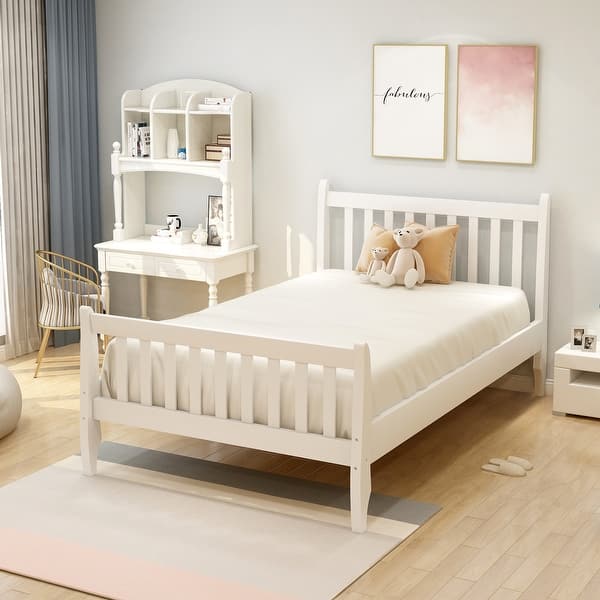 slide 2 of 27, Twin Platform Bed Frame with Wood Slat Support and Storage - Modern, Compact White