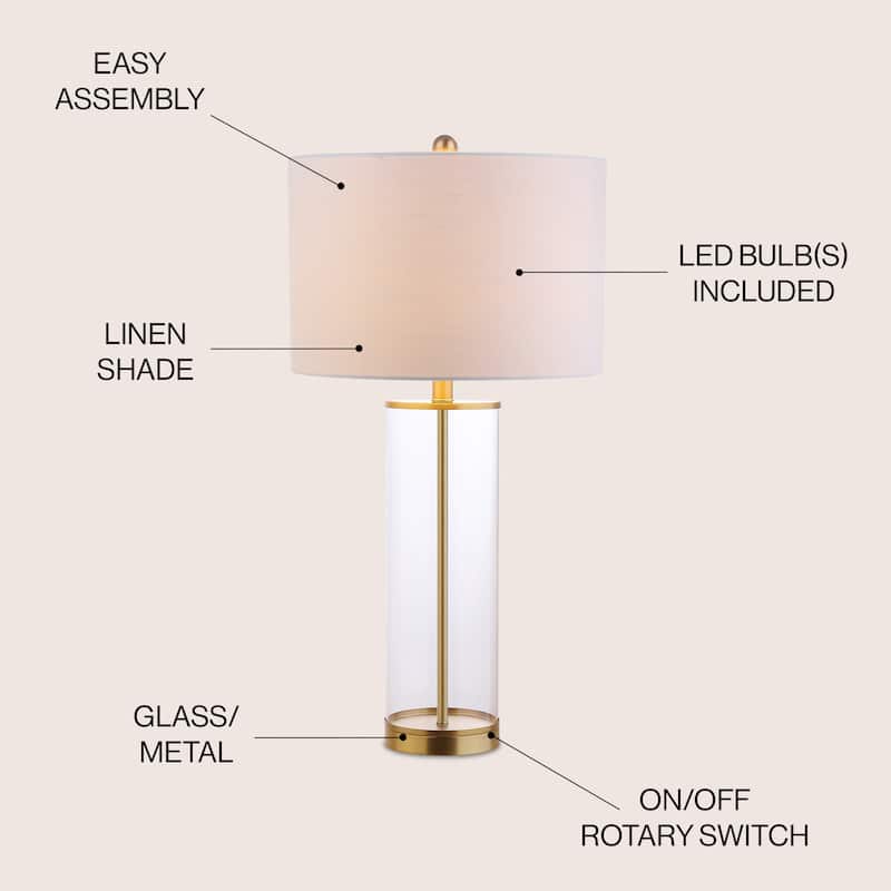 Parish 29" Glass LED Table Lamp, Clear/Chrome by JONATHAN Y
