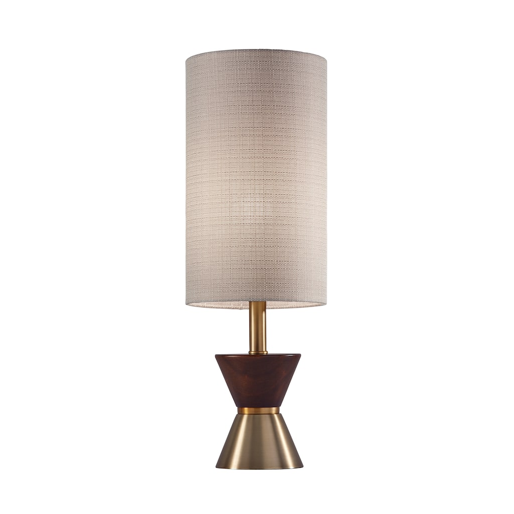 Adesso Antique Brass and Walnut Rubberwood Carmen Table Lamp