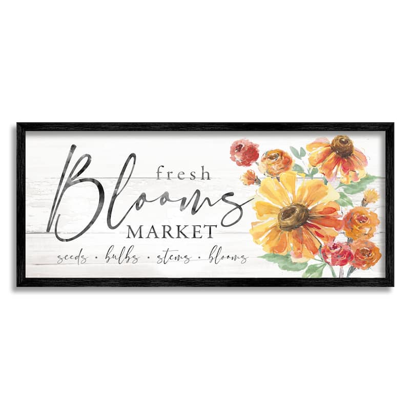 Stupell Fresh Blooms Market Seeds Bulbs Stems Flower Illustration Framed Giclee Art Design By Courtney Morgenstern - 24 x 10 - Black