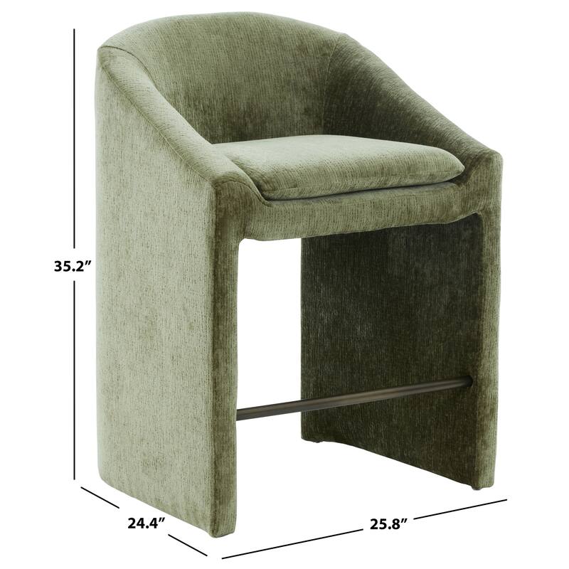 SAFAVIEH Couture Kagan Chenille 27-inch Counter Stool - 26"W x 24"D x 35"H