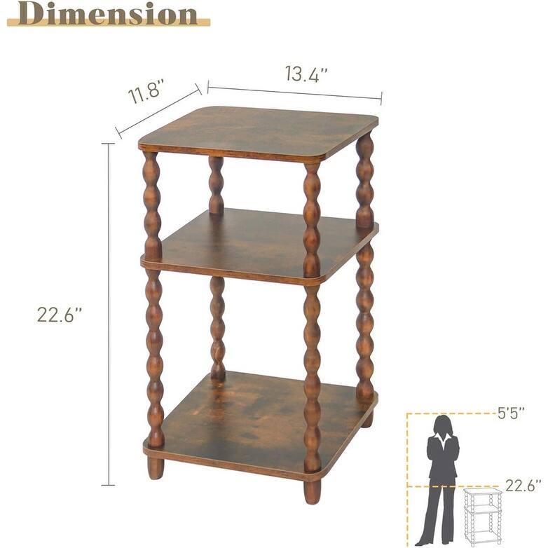 Small End Table with Storage Shelf Vintage Nightstand Bedside Table