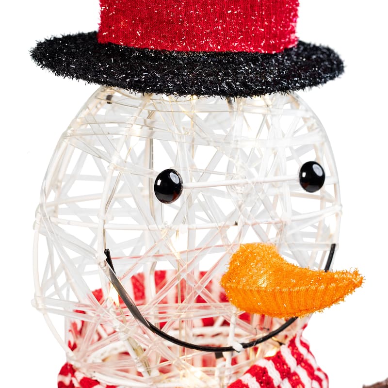 48" LED Snowman with Top Hat Red Scarf Outdoor Christmas Decoration - White