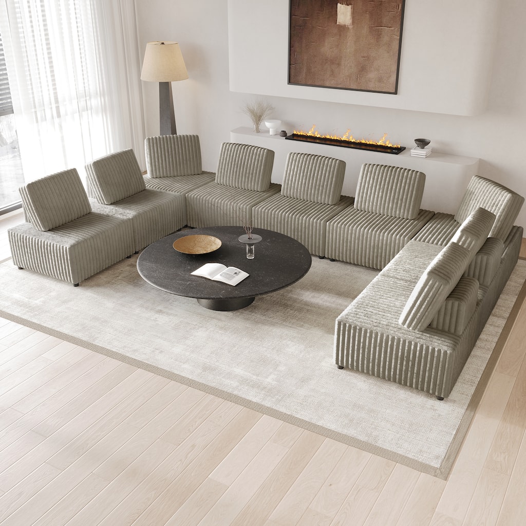 CraftPorch Luxurious Velvet Upholstered 7 Pieces Chair and 2 Corner Seat