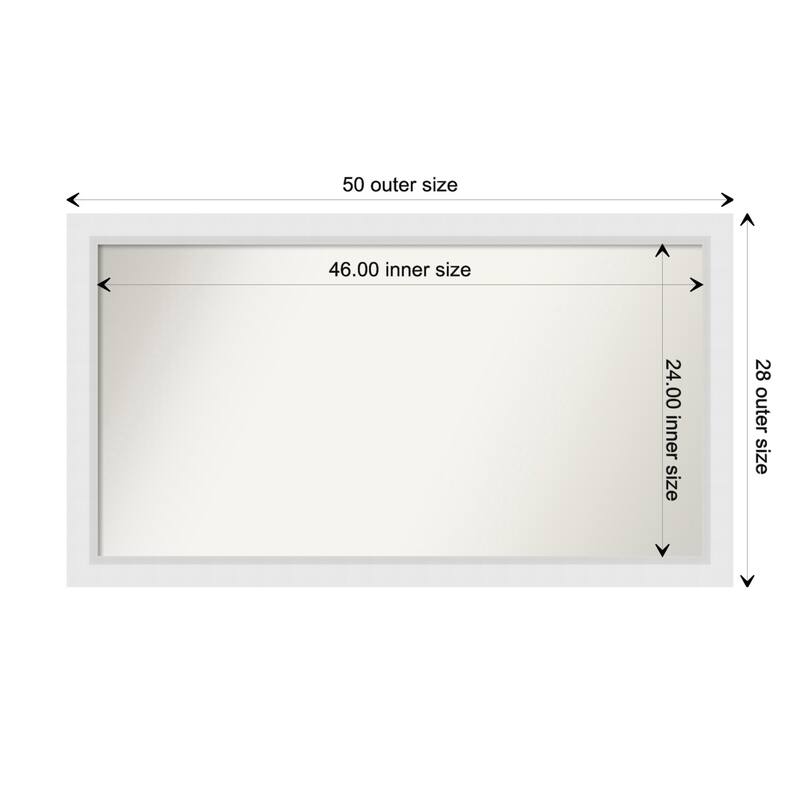 Blanco White Framed Non-Beveled Custom Wall Mirror, Bathroom Vanity Mirror - Outer Size: 50.25 x 28.25