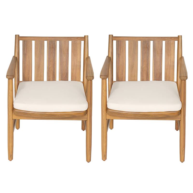 Christopher Knight Home - Modern Outdoor Acacia Wood Dining Chair Set with Weather-Resistant Frame (Set of 2)
