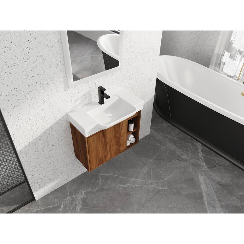 28'' Wall-Mounted Bathroom Vanity with Ceramic Sink