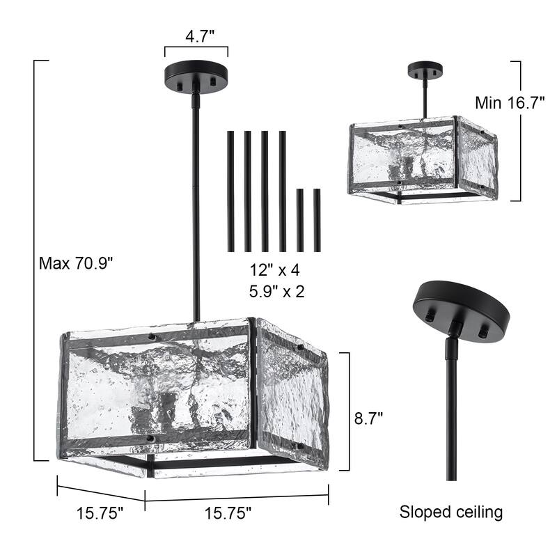 Modern Ripple Glass Chandelier for Kitchen Island