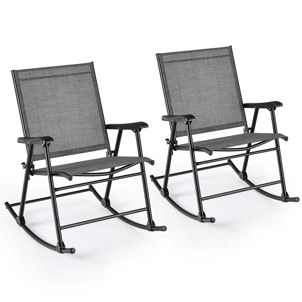 Costway 2 PCS Patio Folding Rocking Chair Heavy-Duty Metal Frame - See Details