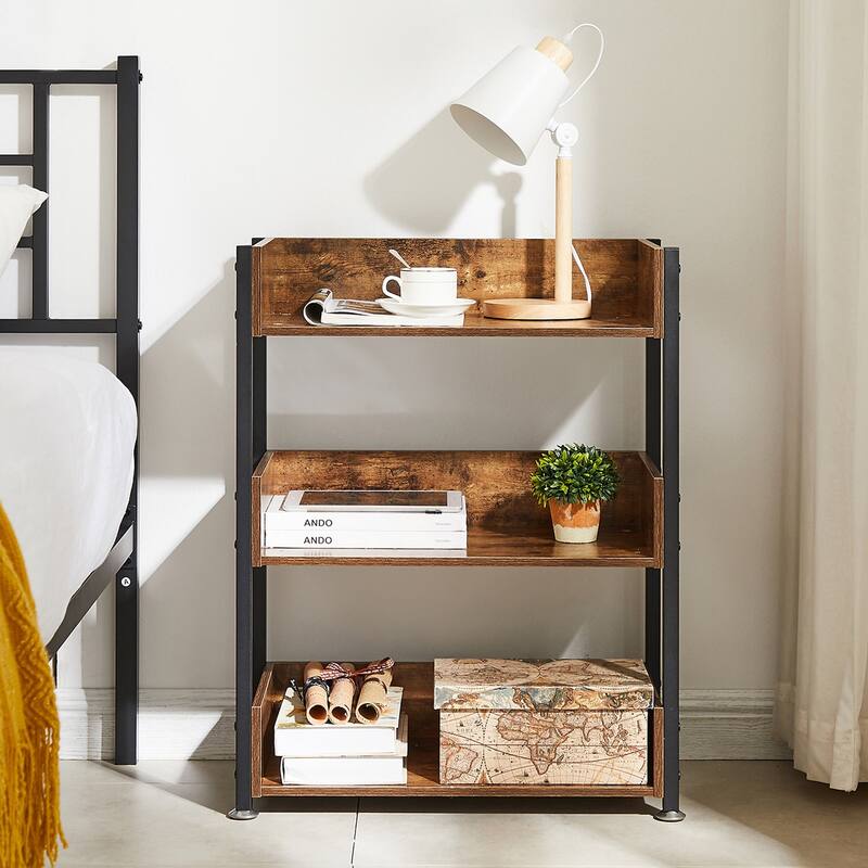 VECELO 30" Open Bookcase 3 Tier No Guardrail Shelf Unit for Books Storage Cabinet for Living Room/Kitchen/Bedroom (1 or 2 PCS)