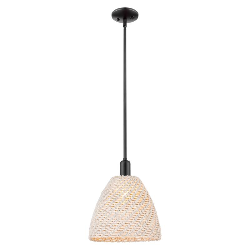 Innovations Lighting Downtown Urban - Natural Ballston Dome - 1 Light 12" Stem Hung Mini Pendant - Natural Shade/Matte Black
