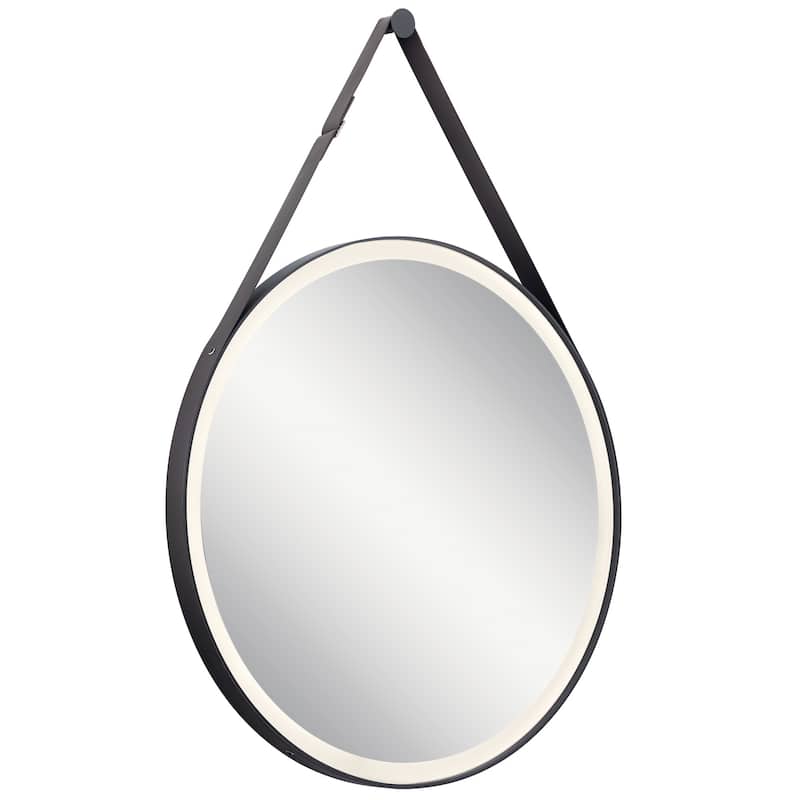 Kichler 40" x 28" Round Flat Glass Framed Wall Mounted Bathroom Mirror - Matte Black