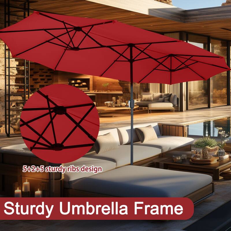 Autlaycil 13ft Extra Large Patio Umbrella with Solar Lights(Without Base)