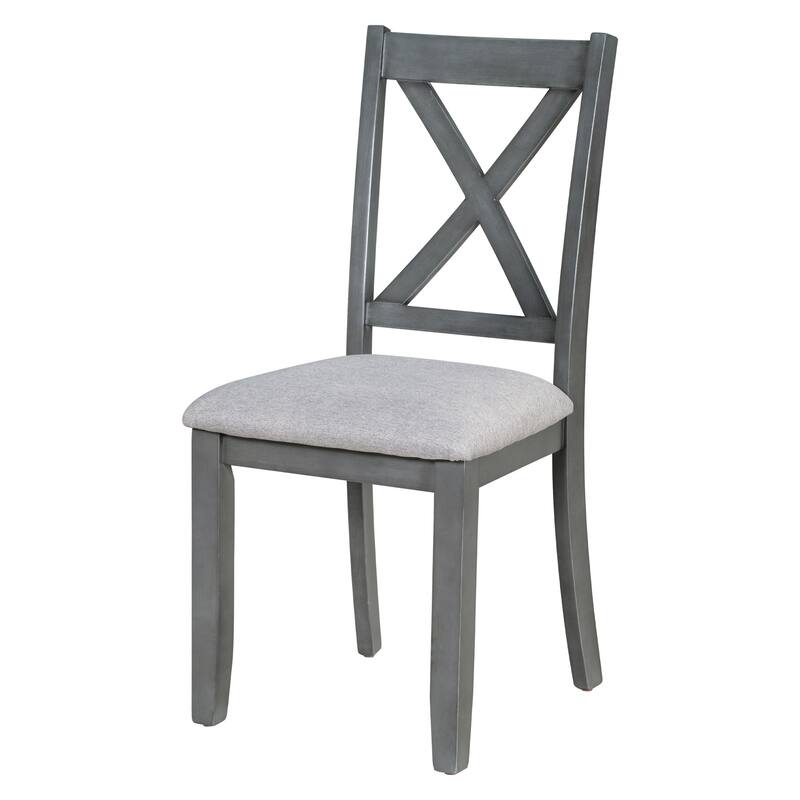 6-Piece Wooden Dining Table Set with Foldable Table, 4 Chairs & Bench