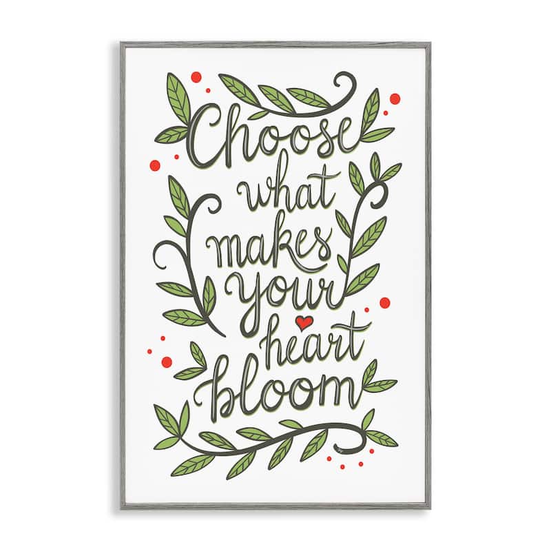 Stupell Makes Your Heart Bloom Framed Giclee Art Design By Martina Pavlova - 20 x 30 - Grey