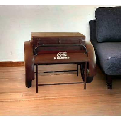 HomeRoots 27" Maroon Steel End Table - 28' X '27' X '37.5