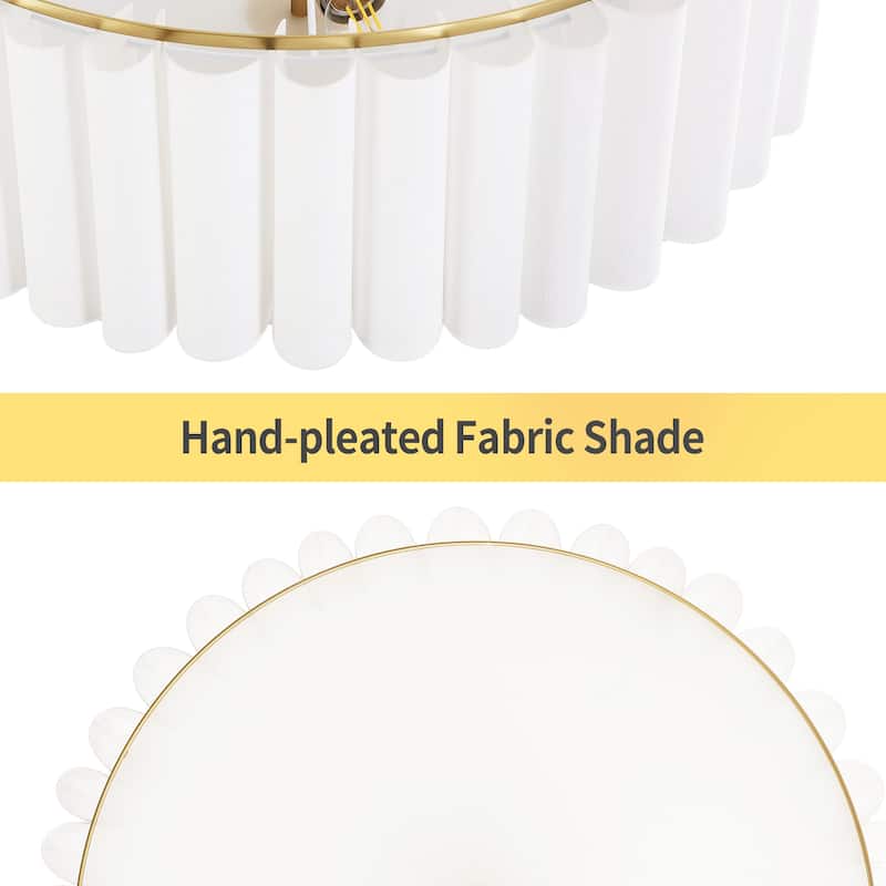 GetLedel 24 in. 5-Light Dimmable Pleated Drum Chandelier