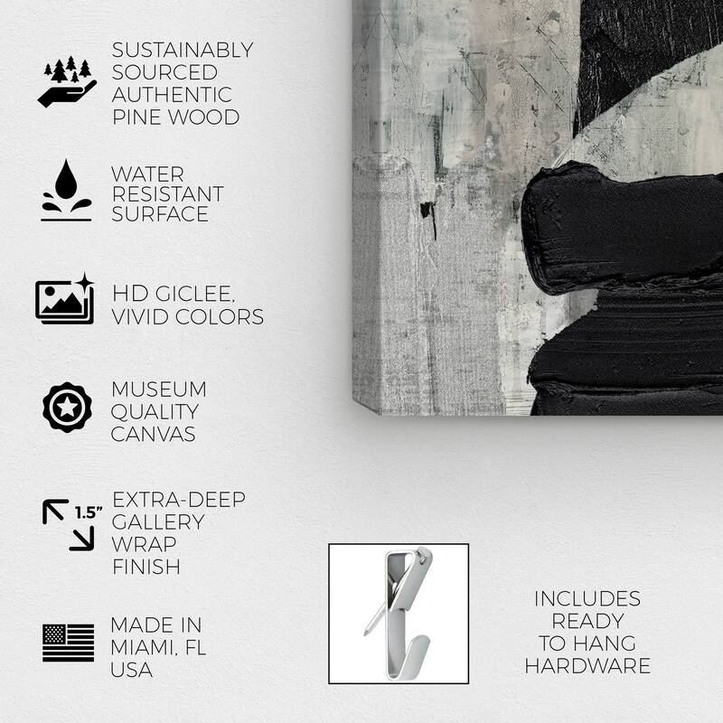 Wynwood Studio Canvas Abstract Living Room Black and Modern & Contemporary Wall Art Canvas Print