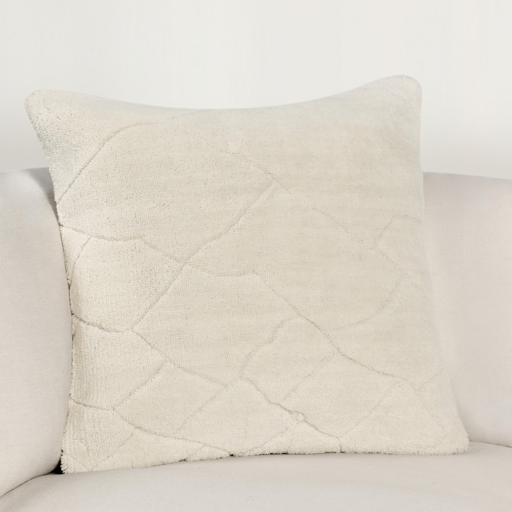 Villa by Classic Home Mercer 22" Wool Blend Fabric Ivory Throw Pillow