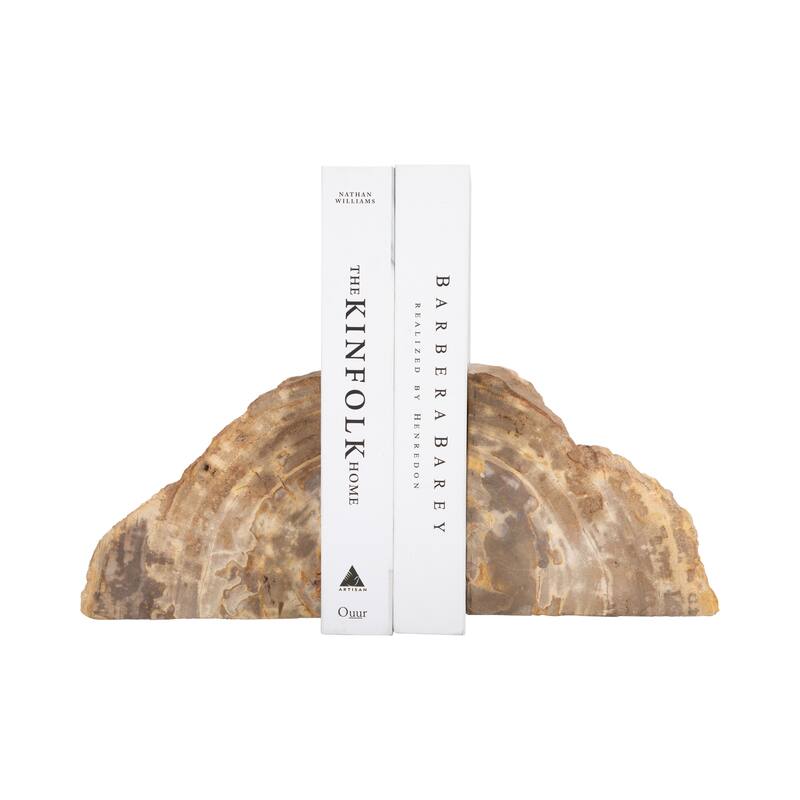 Modern Natural Wood Grain Book Ends -6", Brown - 6" x 2" x 6"