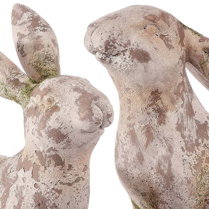 8.5"-9" Resin Mossed Bunny Set of 2