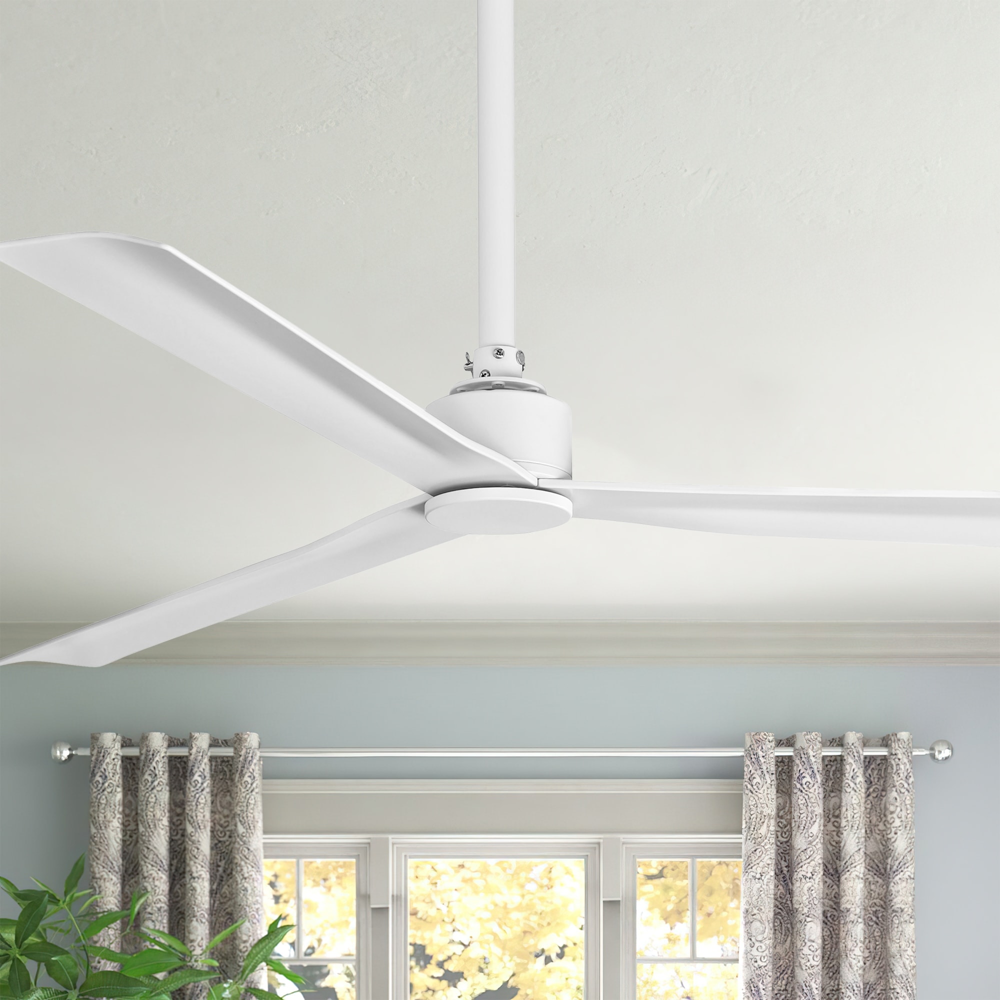Parrot Uncle 50" White Modern ABS 3-Blade Indoor Outdoor Ceiling Fan with Remote, 6-Speed DC Motor, No Light Kit