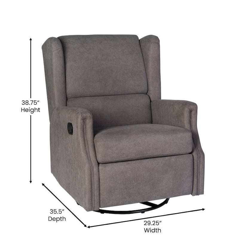 Wingback Upholstered Manual Recline Rocking Swivel Glider Chair