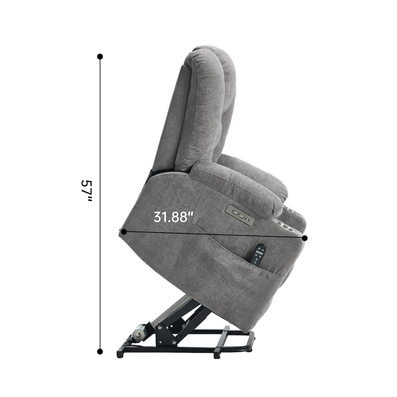 Power Lift Recliner Chair with Massage & Heat, Heavy Duty Electric Recliner, Recliner Chair with USB Ports & 2 Cup Holders