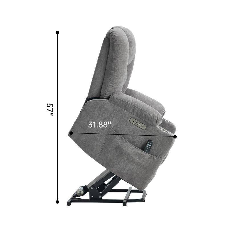 Roomfitters Oversized Power Lift Recliner, Massage Chair with USB A & C Ports and Dual Steel Cup Holders