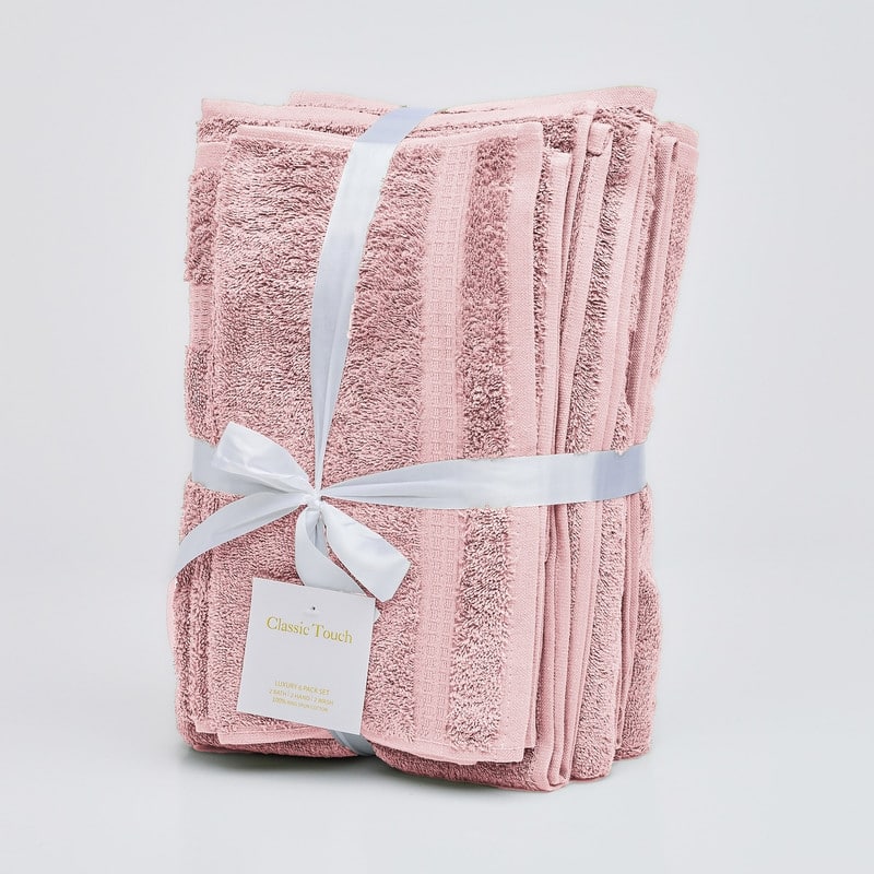 Classic Touch 6-Piece 100 Cotton Towel Set