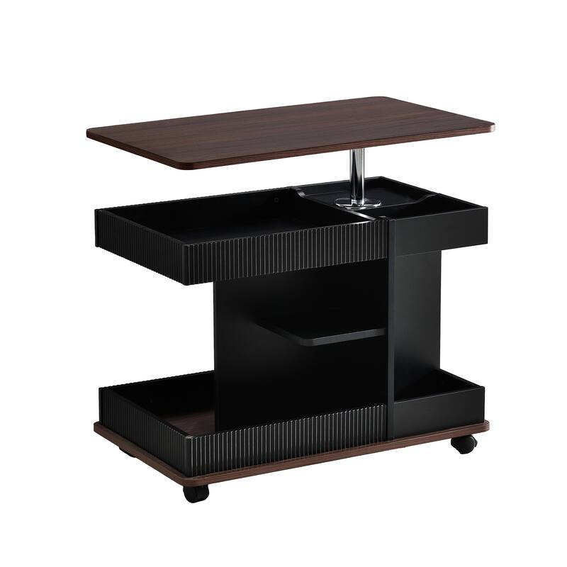 Lift Top End Table with Wheels and Storage for Small Spaces - 22.6" H x 17.7" W x 29.5" D