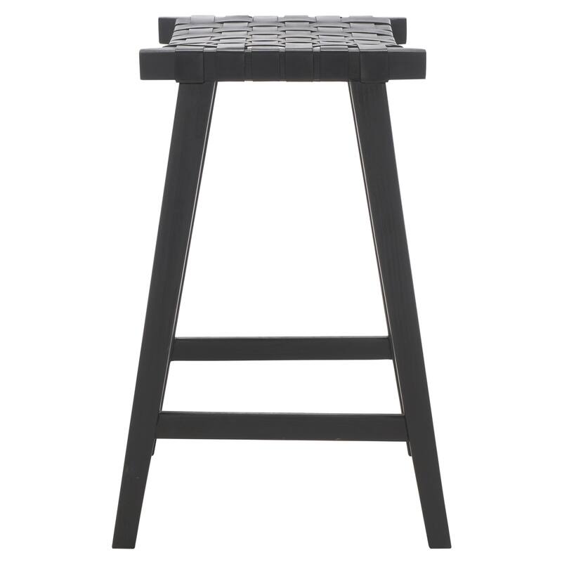 SAFAVIEH Remzija 30-inch Woven Leather Rectangle Bar Stool - 20" W x 19" D x 30" H