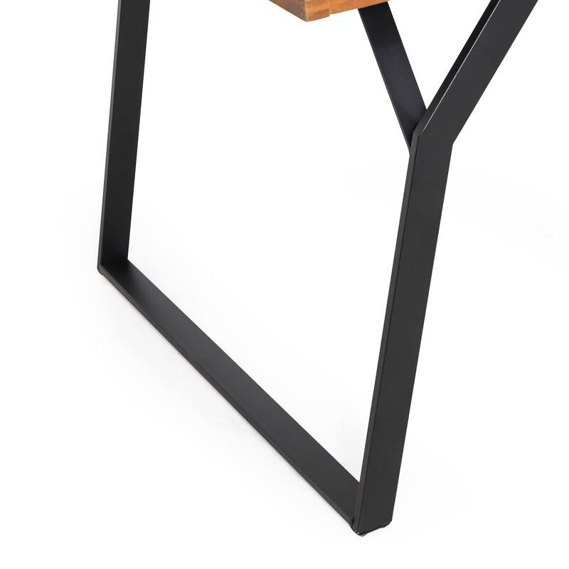 Roomfitters Outdoor Dining Table, Acacia Wood Top with Metal Frame, Patio or Garden Furniture in Natural Brown