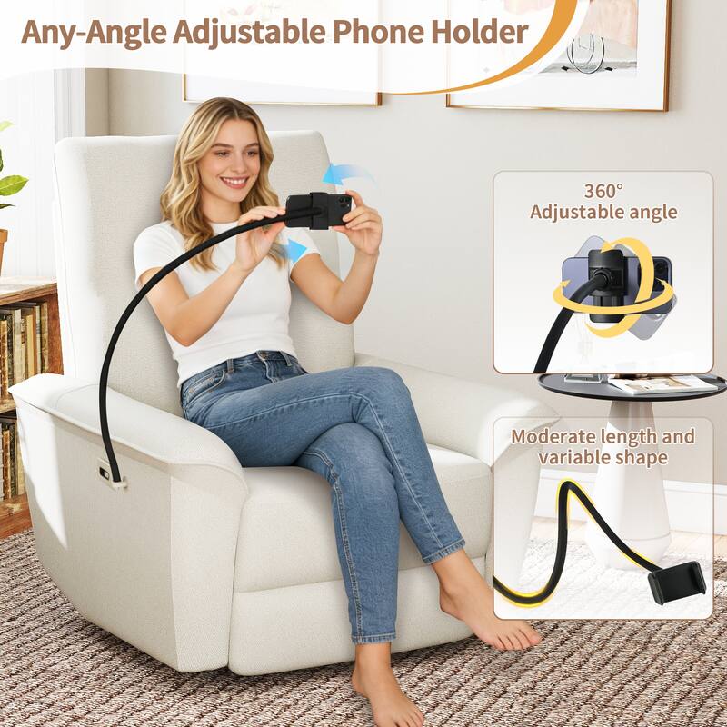 270°Power Swivel Rocker Recliner Chair w/Phone Holder, Electric Glider Reclining Sofa with USB Ports, Power Swivel Glider
