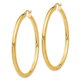 Mia Diamonds 14k Yellow Gold Polished 3mm Round Hoop Earrings Mia Diamonds 14k Yellow Gold Polished 3mm Round Hoop Earrings