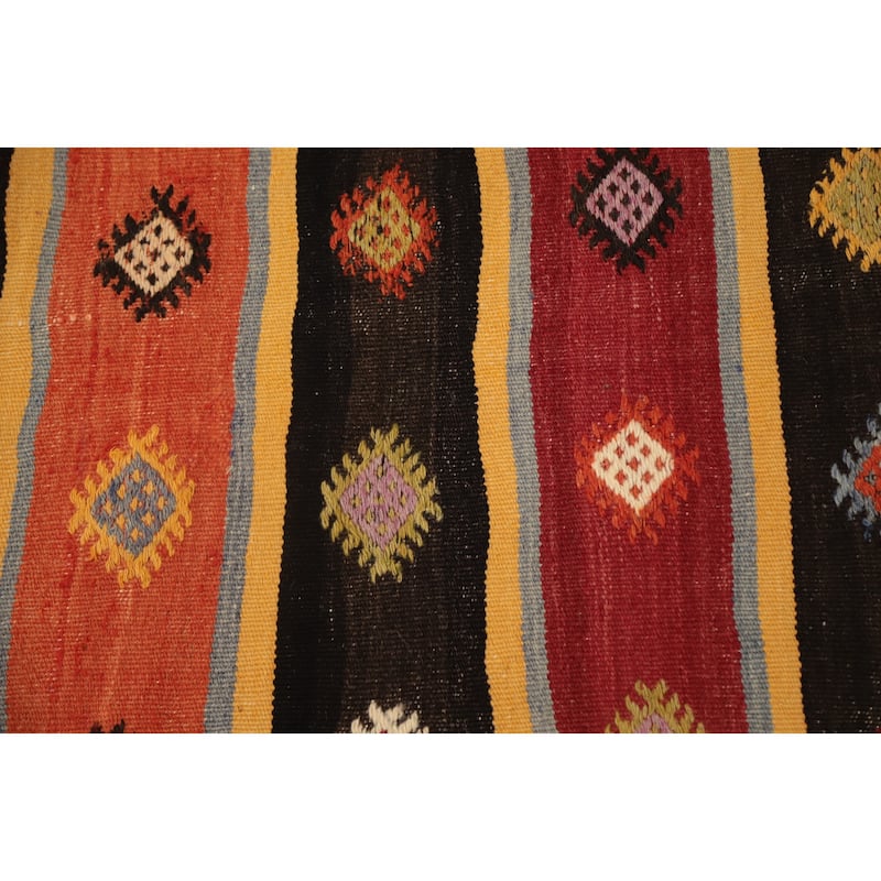 Hand Woven Oriental 100% Wool Carpet Southwestern Tribal Multi-Colored Kilim Area Rug - 9' 4'' X 5' 6''