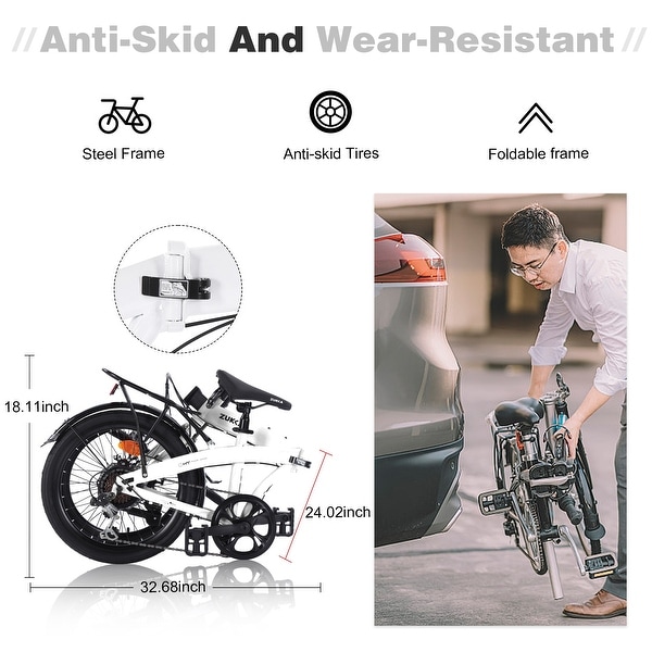 bicycle 白テープ オールドデック 7-Speed Folding Bike, 20 Inch Steel Frame, Double Disc Brakes