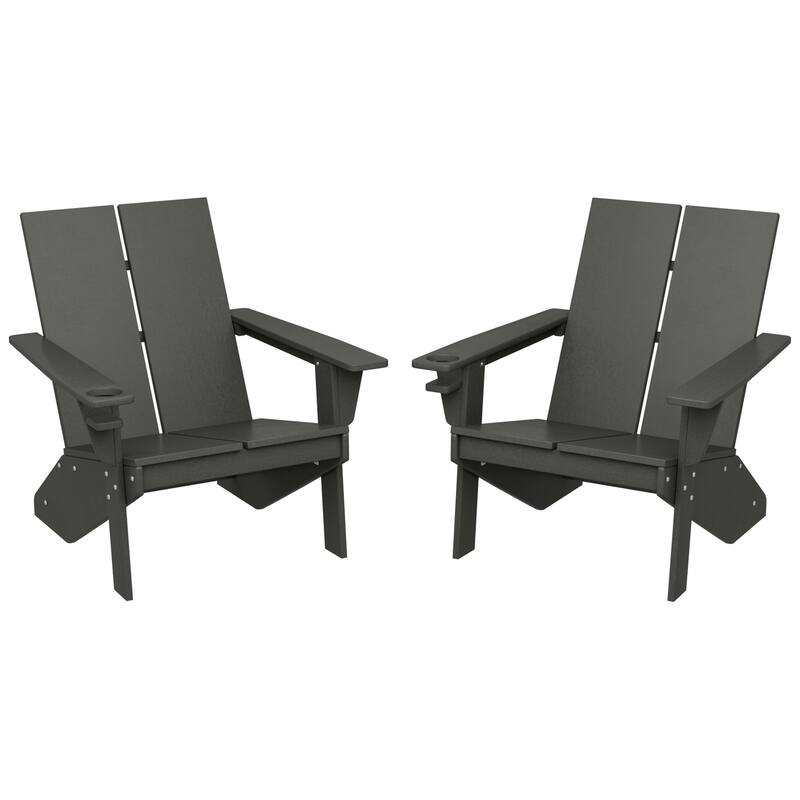 Coastin Modern Poly Adirondack Chair (Set of 2), Black
