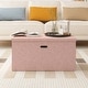 preview thumbnail 8 of 48, 15" Tall Foldable Storage Ottoman Lift-Top Lid & Carry Handle Multi Functional Footrest Shoe Bench Coffee Table for Living Room Pink - Medium