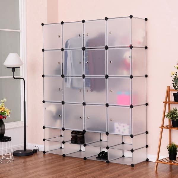 Shop Costway Diy 16 8 Cube Portable Clothes Wardrobe Cabinet Closet Storage 57 5 L X 14 6 W X 71 3 H Overstock 15896012