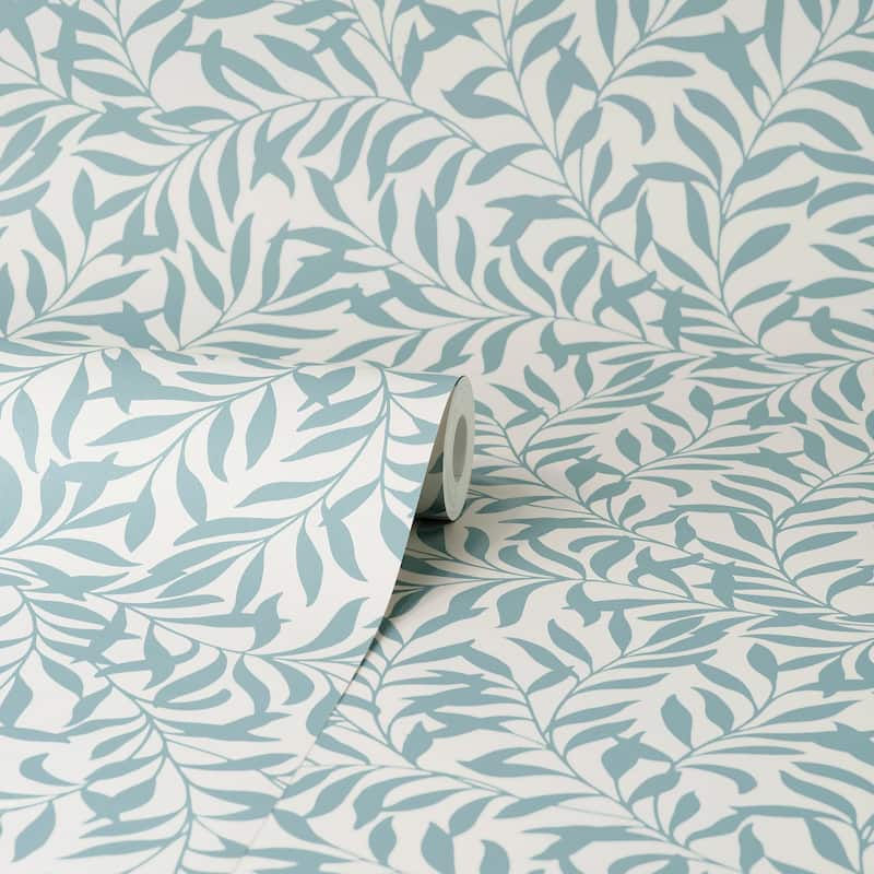 Brewster Salix Light Blue Leaf Wallpaper