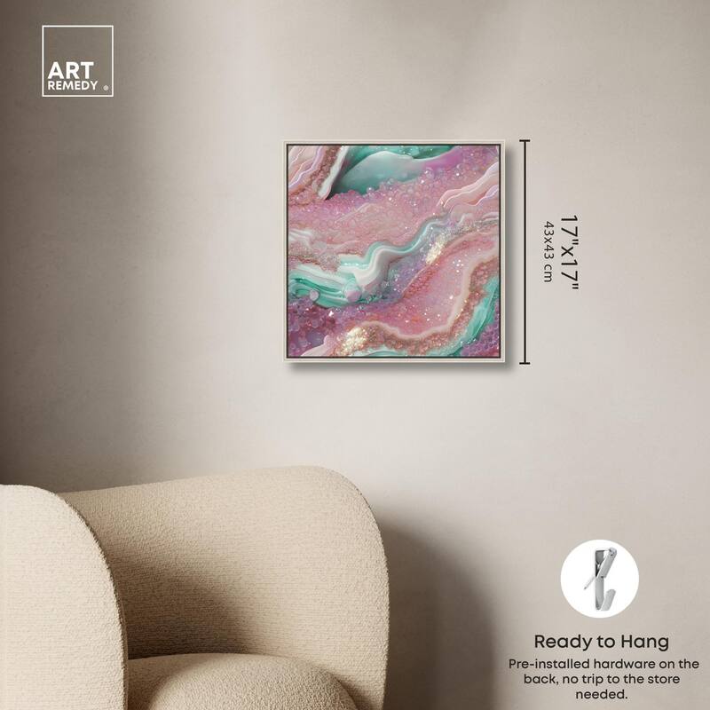 Pink and Mint Crystal III Canvas by Art Remedy